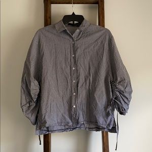 Gingham Button Up with Ruched Sleeves
